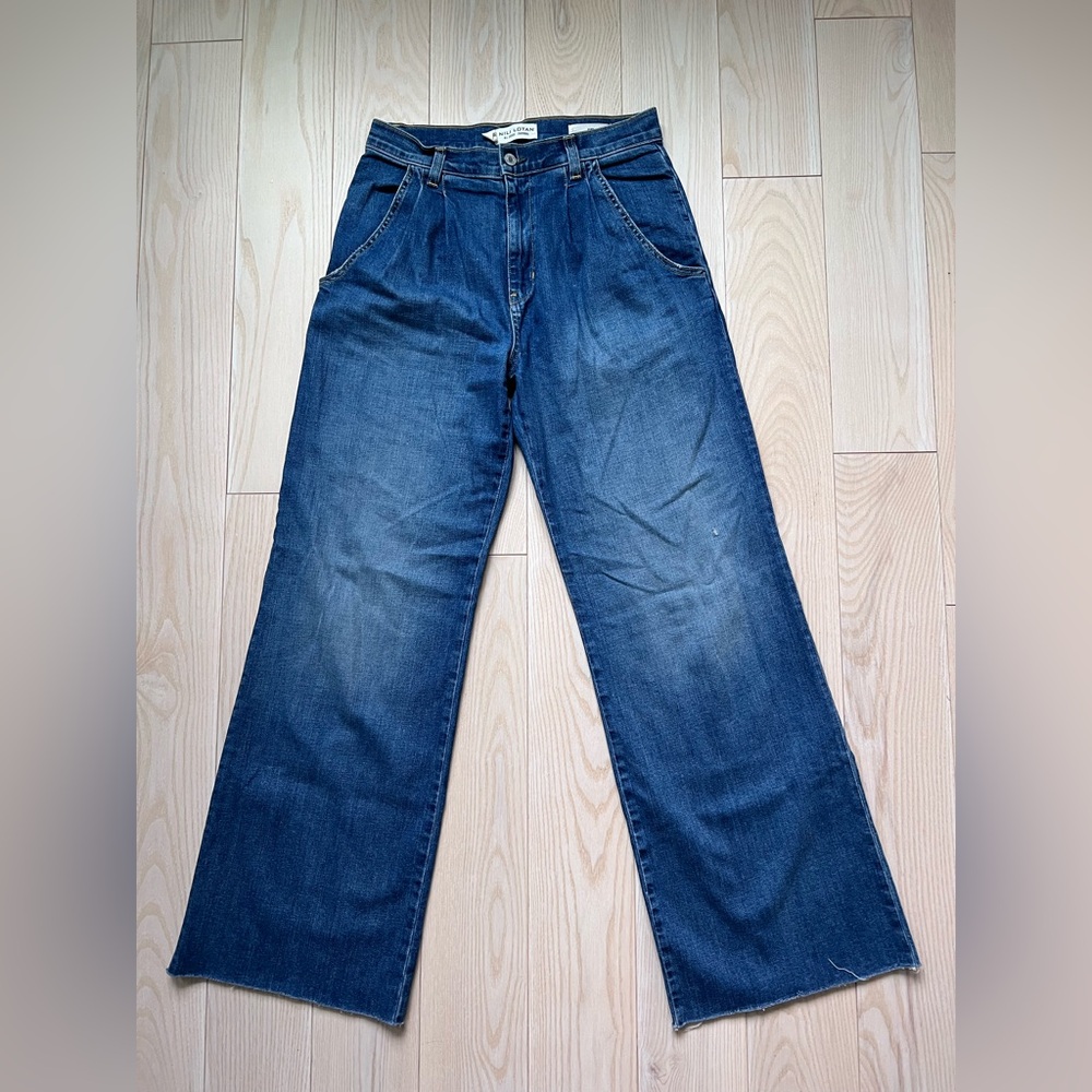 Nili Lotan Flora High Waist Trouser Jean, Classic Wash, size 27